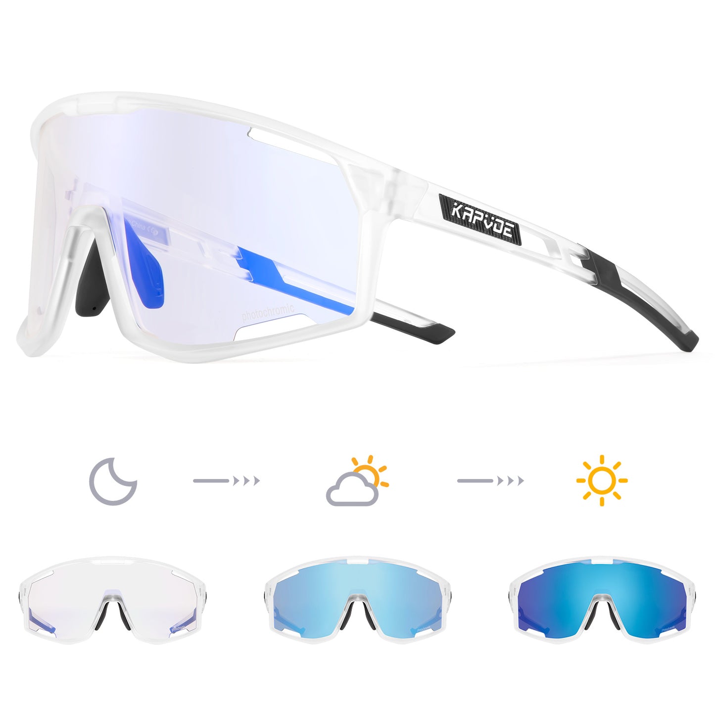 Óculos ENFOQ Eclipse Branco e Preto Lente Fotocromática Azul